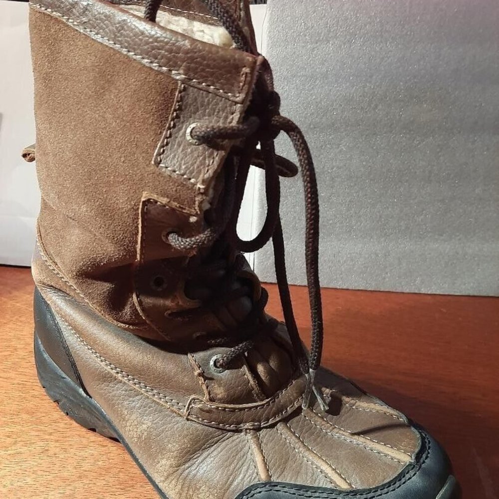 Mens Waterproof Thermolite Insulated Tan Leather Suede Snow Boots Sz 9 PreLoved